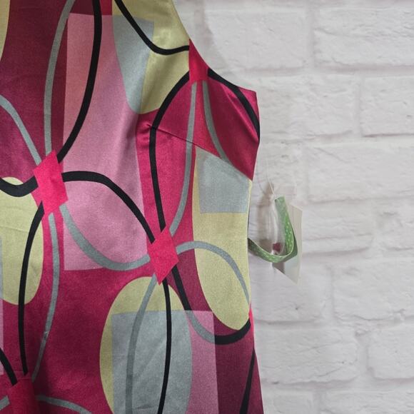 M Johnny Martin Pink Retro Geometric Dress NWT Deadstock Women Size 1 Satin Mini - Picture 3 of 10